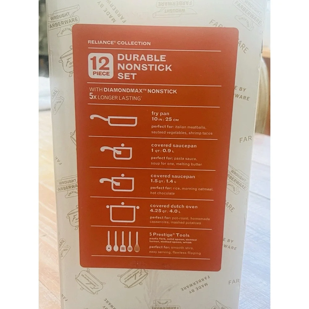 Farberware Reliance‎ 12 Piece Home Kitchen Tools Non-Stick Cookware Set In Black